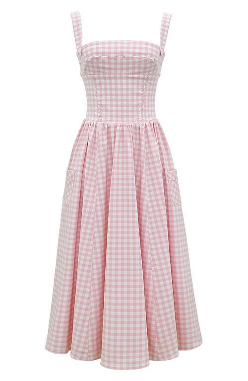 Shop House Of Cb Vivien Gingham Midi Dress In Rose Shadow