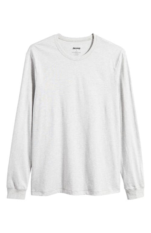 Skims Long Sleeve Cotton T-shirt In Light Heather Grey