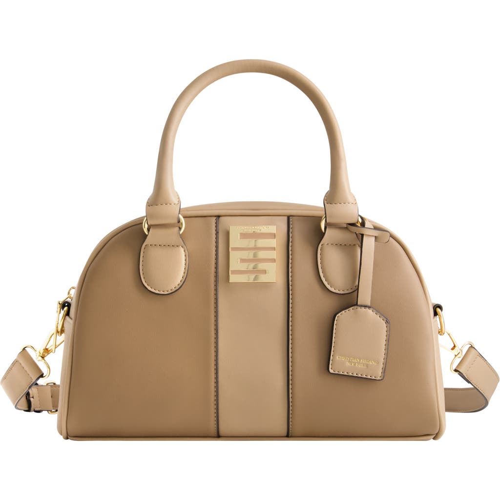 Shop Christian Siriano Milano Bowling Satchel Bag In Taupe