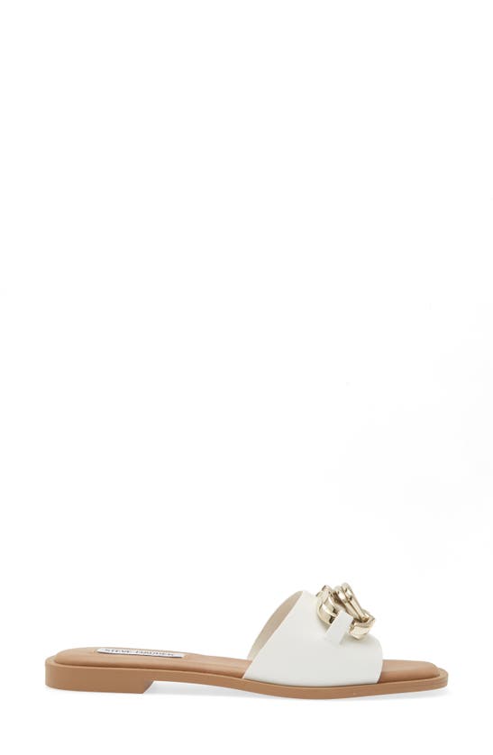 Steve Madden Gene Slide Sandal In White Leather | ModeSens