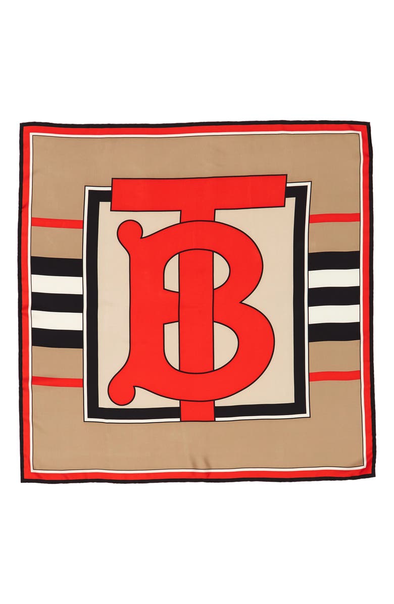 420 NEW BURBERRY LONDON Monogram TB Heritage Silk Scarf,ITALY,LOGO,Stripe,NWT | eBay