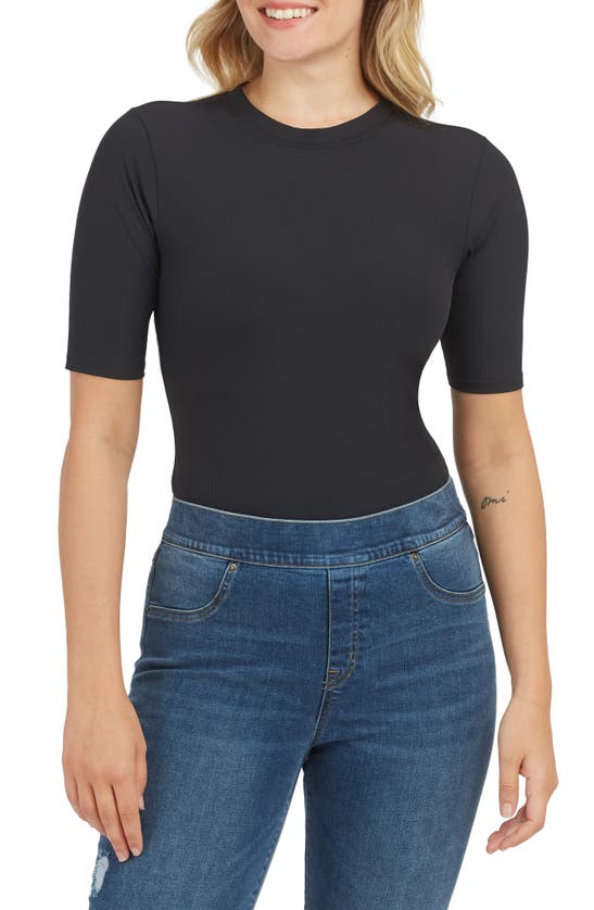 SPANX SUIT YOURSELF RIBBED CREW NECK SHORT SLEEVE SMOOTHER BODYSUIT