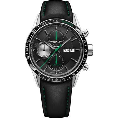 Raymond Weil Freelancer Chronograph Automatic Leather Strap Watch, 42Mm