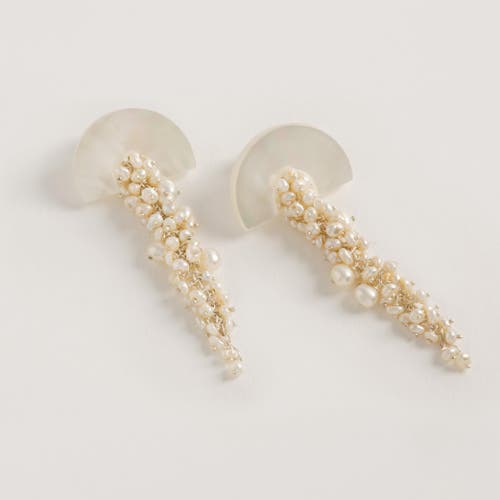Freya Rose Hakuro Mother Of Pearl And Pearl Long Drops In Silver