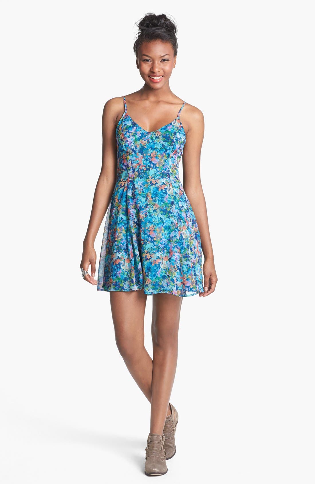 VNeck Print Skater Dress (Juniors) Nordstrom