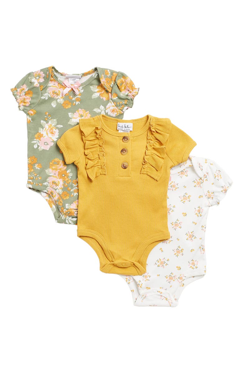 NICOLE MILLER NEW YORK Pack of 3 Bodysuits, Main, color, MUSTARD