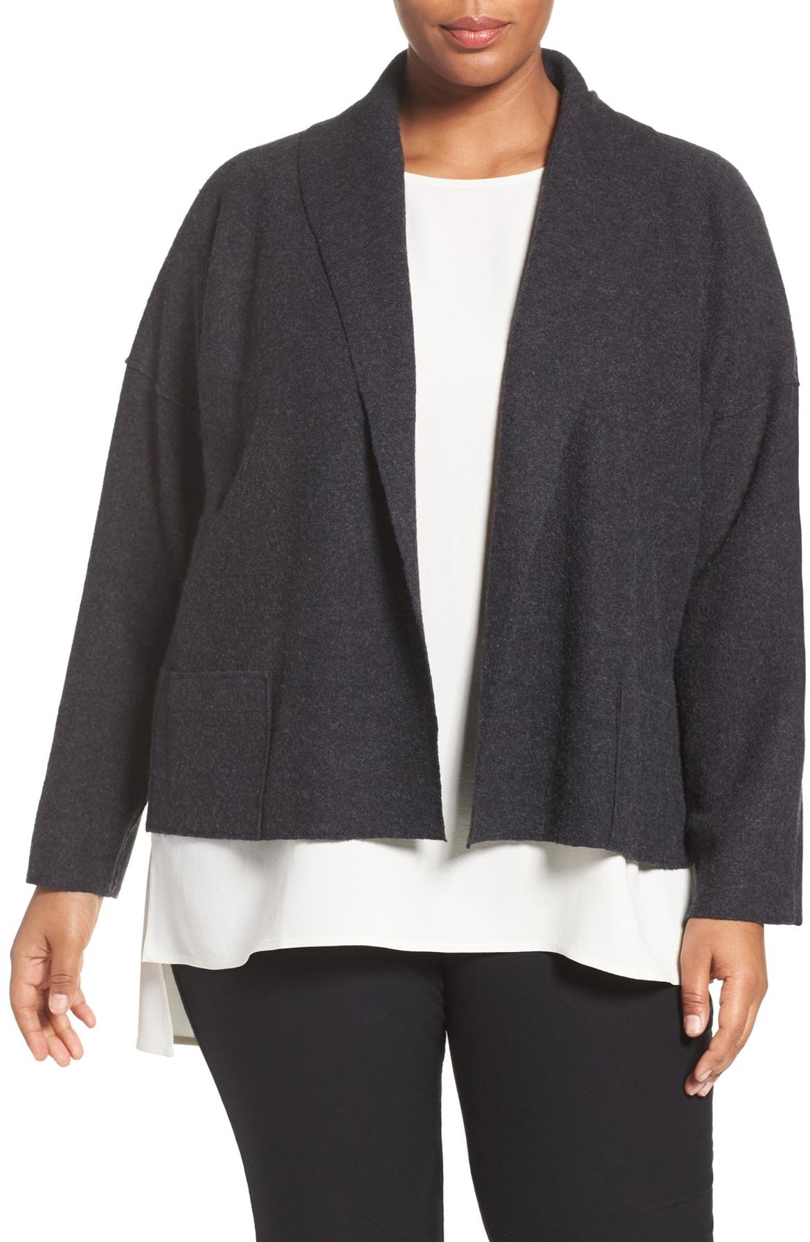 Eileen Fisher Lightweight Boiled Wool Jacket (Plus Size) | Nordstrom