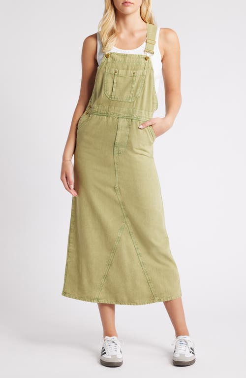 NASTY GAL Denim Overall Maxi Dress Khaki at Nordstrom,