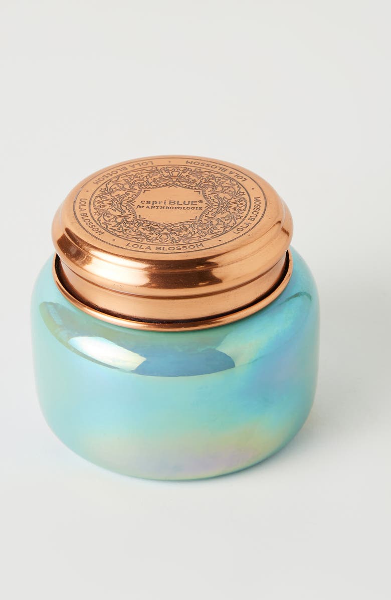 ANTHROPOLOGIE Capri Blue Iridescent Jar Candle, Main, color, LOLA BLOSSOM