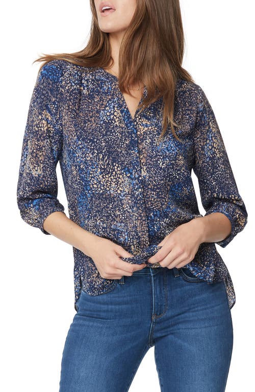 Shop Nydj Pintuck Blouse In Indigo Dot