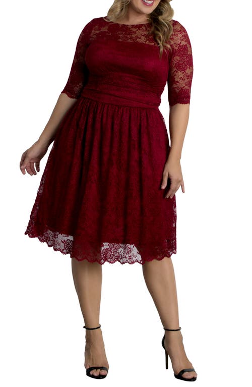 Kiyonna Luna Lace A-Line Dress in Ruby