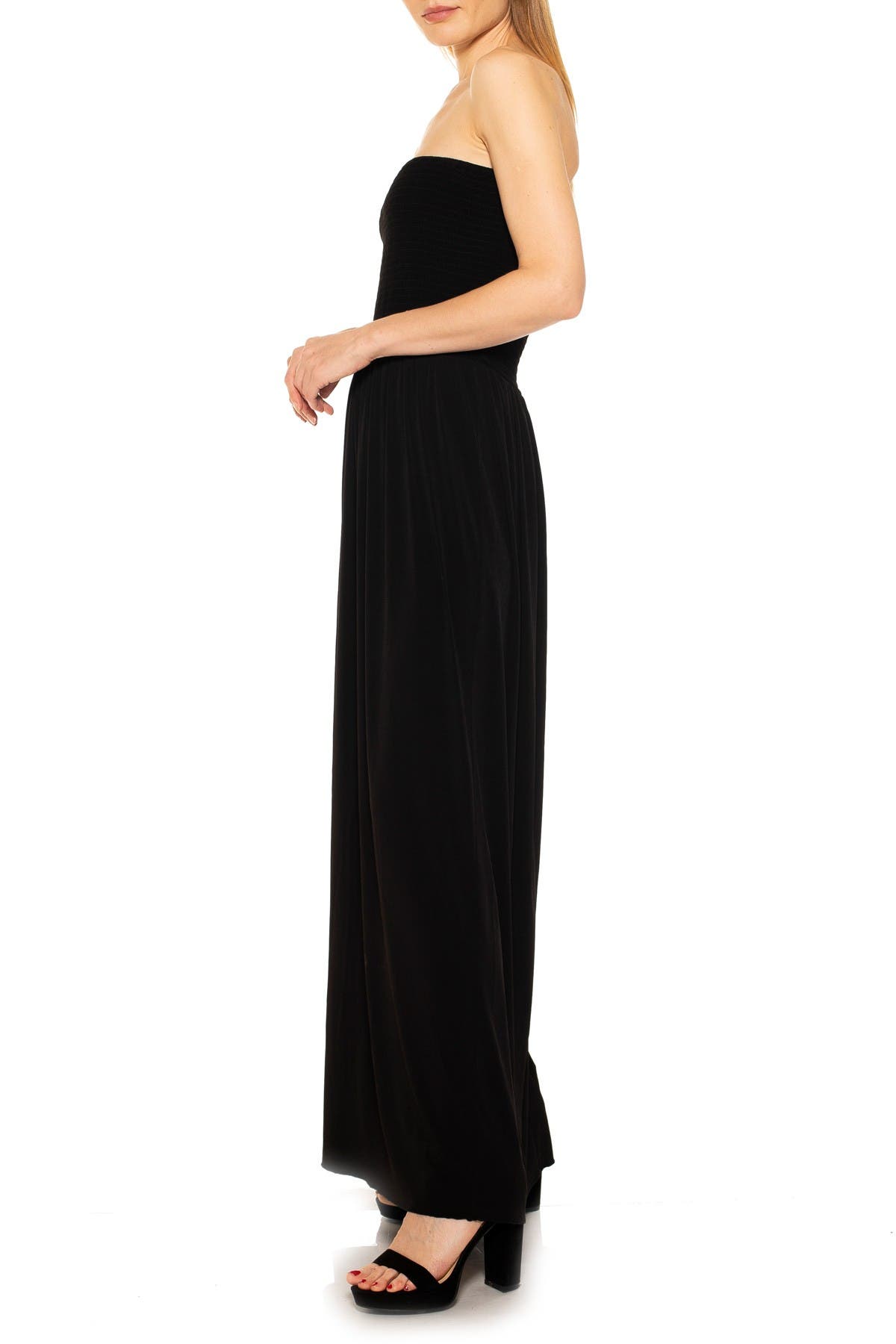 Alexia Admor Emmy Strapless Smocked Maxi Dress In Black