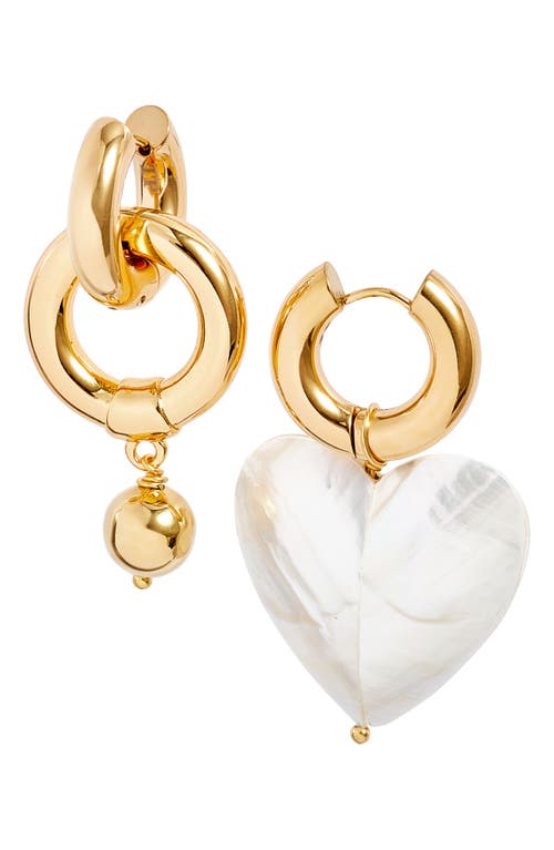 Timeless Pearly Mismatched Hoop Earrings in White+Gold
