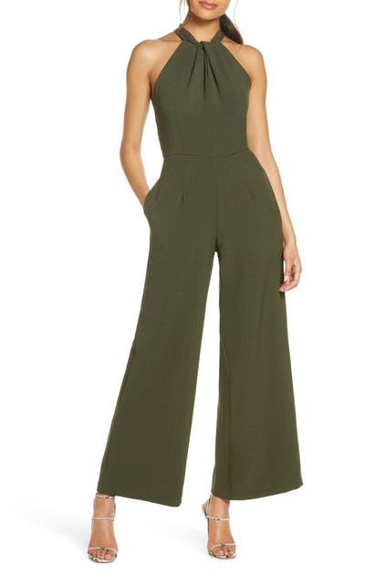 julia jordan Twist-Front Halter Jumpsuit - Macy's