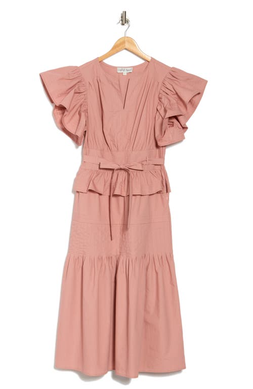 Wishlist Tiered Ruffle Midi Dress In Ash Rose