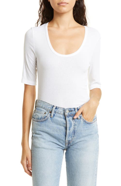 AGOLDE Kate Rib Knit Tee in White