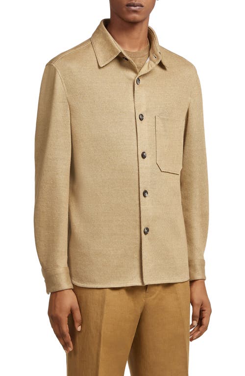 ZEGNA Luxury Linen Overshirt in Natural at Nordstrom, Size 42 Us