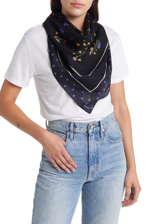Madewell Floral Organic Cotton Scarf in True Black