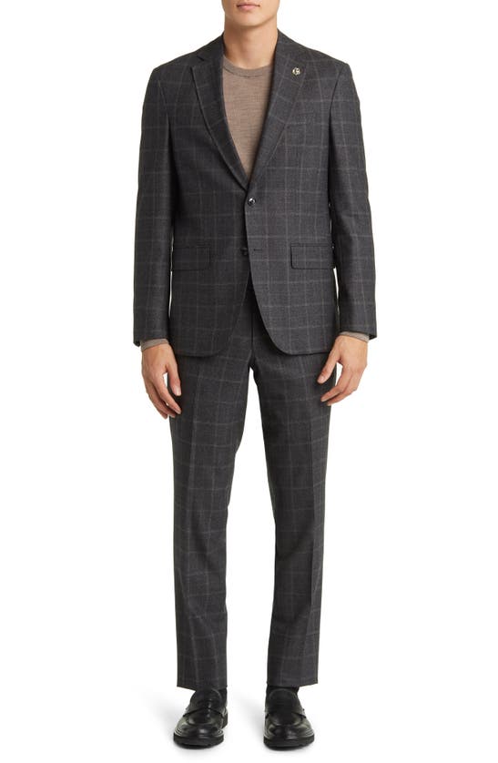 TED BAKER KARL SLIM FIT WINDOWPANE CHECK STRETCH WOOL SUIT