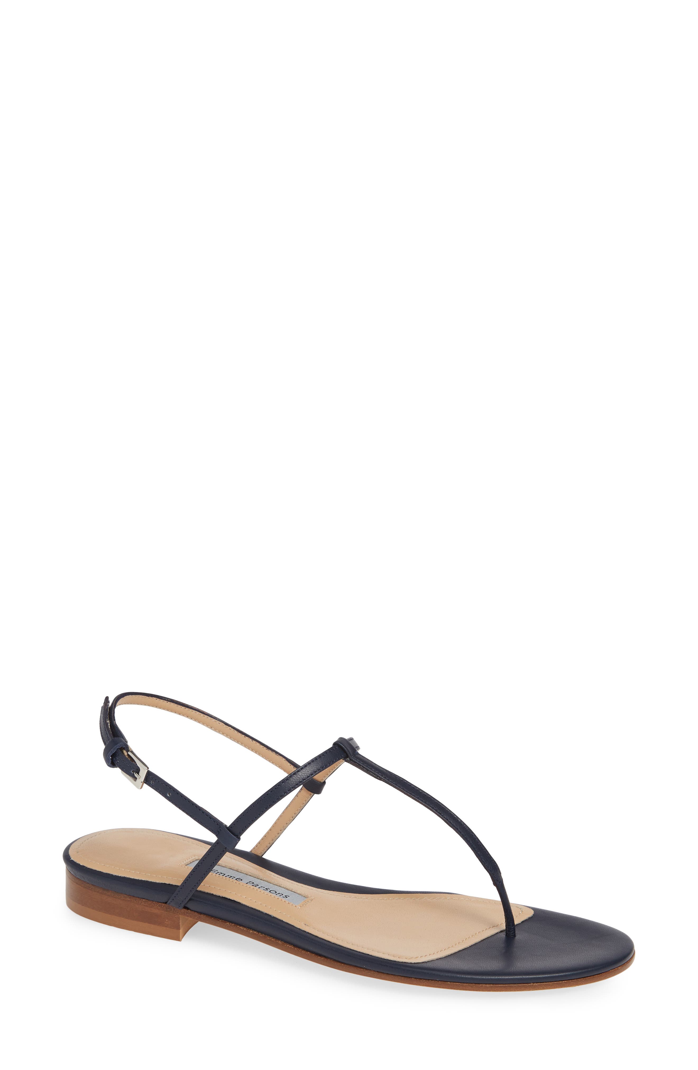 Emme Parsons Cecilia T-Strap Flat Sandal, Blue