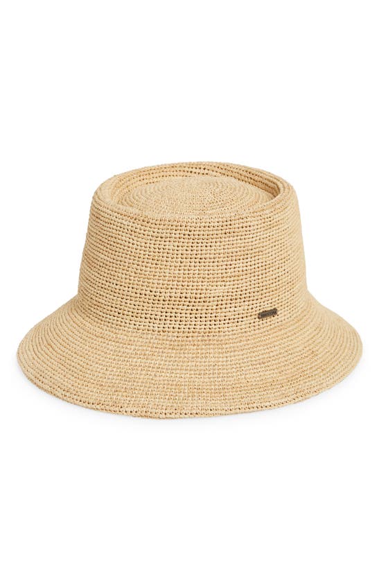 Brixton Ellee Straw Packable Bucket Hat In Tan