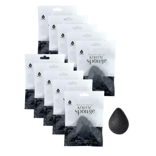 Pursonic Natural Wood Charcoal Konjac Sponge 10-pack In Multicolor