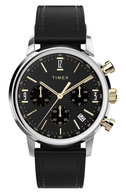 Timex Marlin Leather Strap Chronograph Watch