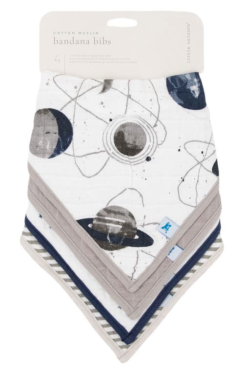 Shop Little Unicorn 4-pack Fleece & Cotton Muslin Bandana Bib In Planetary