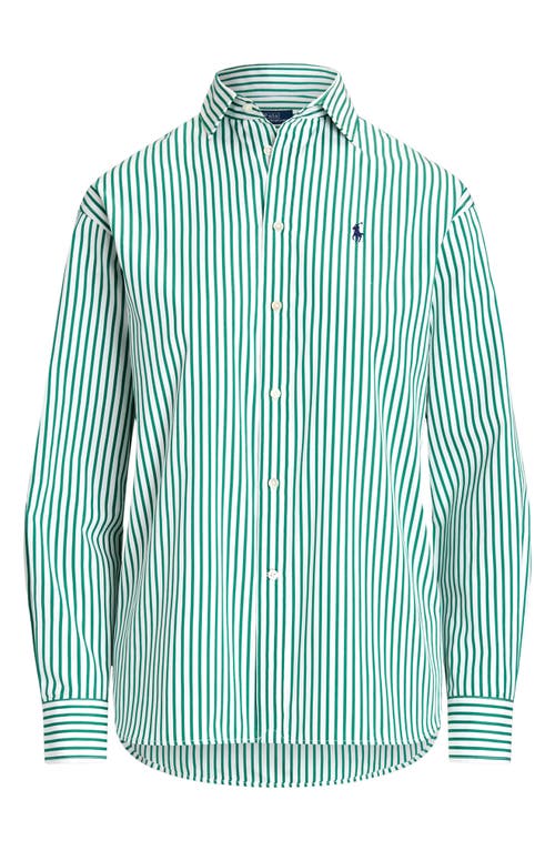 Shop Polo Ralph Lauren Stripe Button-up Shirt In White/bay Green