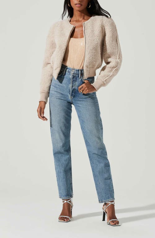 Astr The Label Stacy Faux Shearling Crop Jacket In Ivory