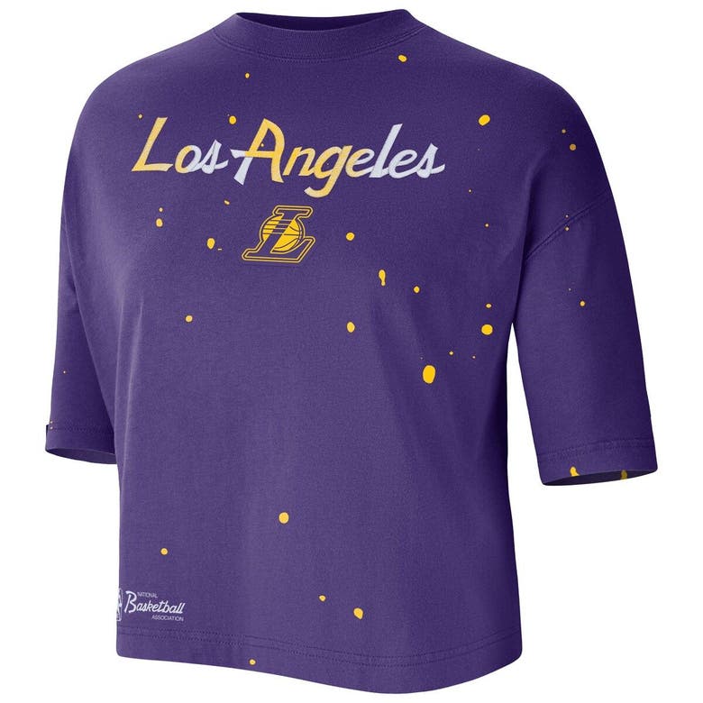 Nike Purple Los Angeles Lakers Courtside Splatter Cropped T-shirt ...