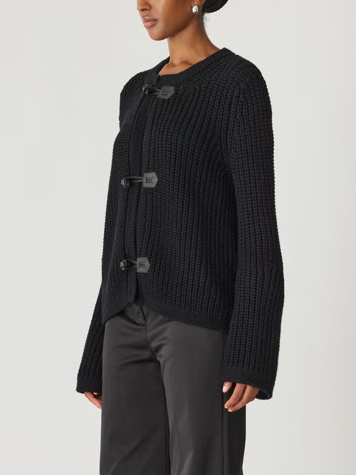 Shop Rebecca Taylor Novlety Wool Toggle Cardi In Black