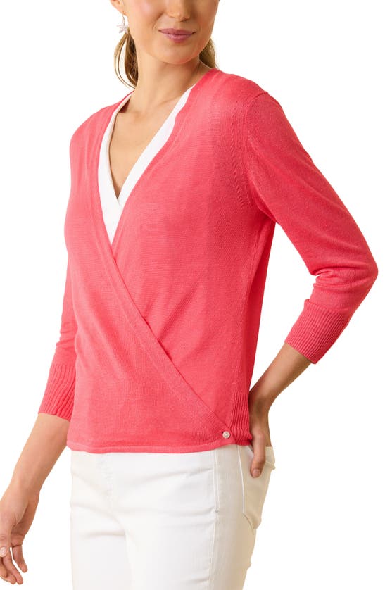 Shop Tommy Bahama Addison Linen Blend Cardigan In Paradise Pink