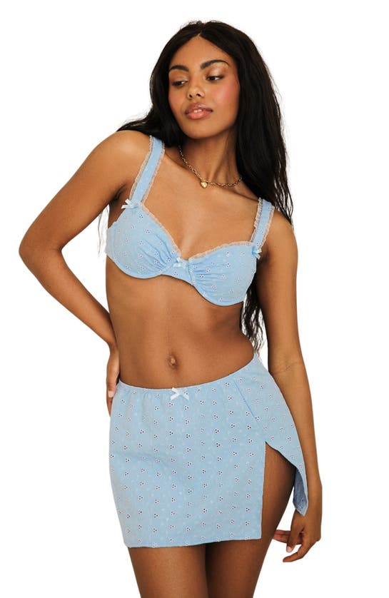 Dippin Daisys Charmed Slit Mini Skirt In Baby Blue