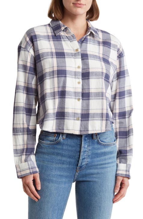 Plaid Flannel Crop Button-Up Shirt