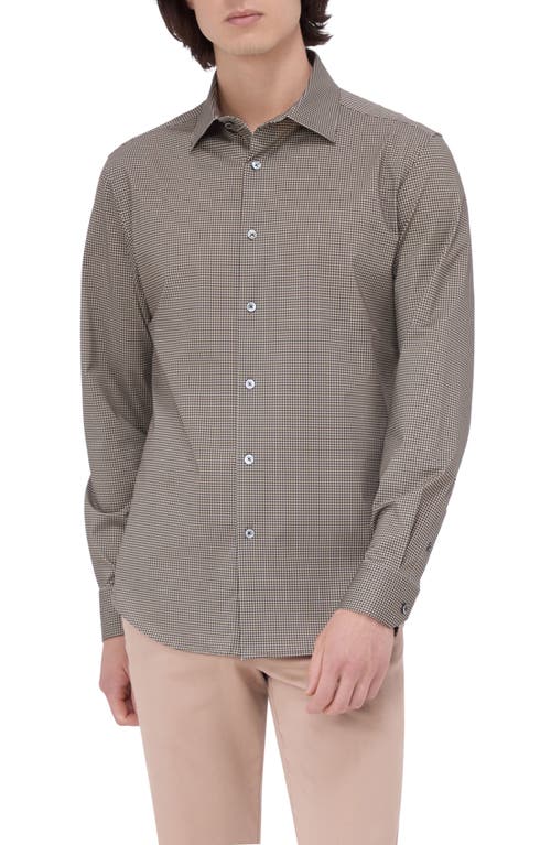 Bugatchi James OoohCotton® Micropattern Button-Up Shirt in Caramel 