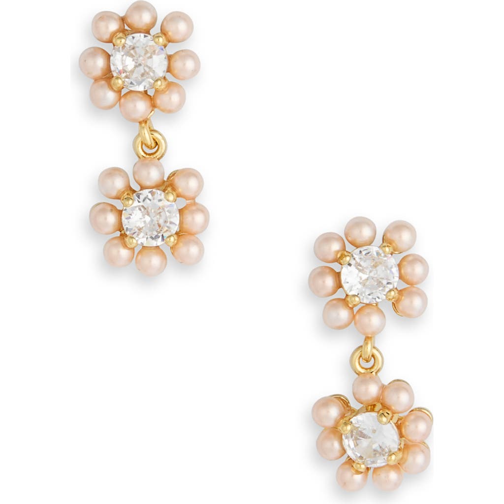 Covet Microflower Imitation Pearl Drop Earrings In Brown
