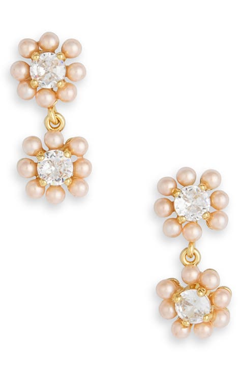 Microflower Imitation Pearl Drop Earrings