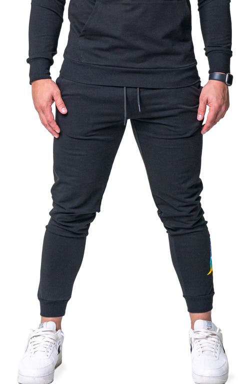 Maceoo Neon Graphic Joggers in Black