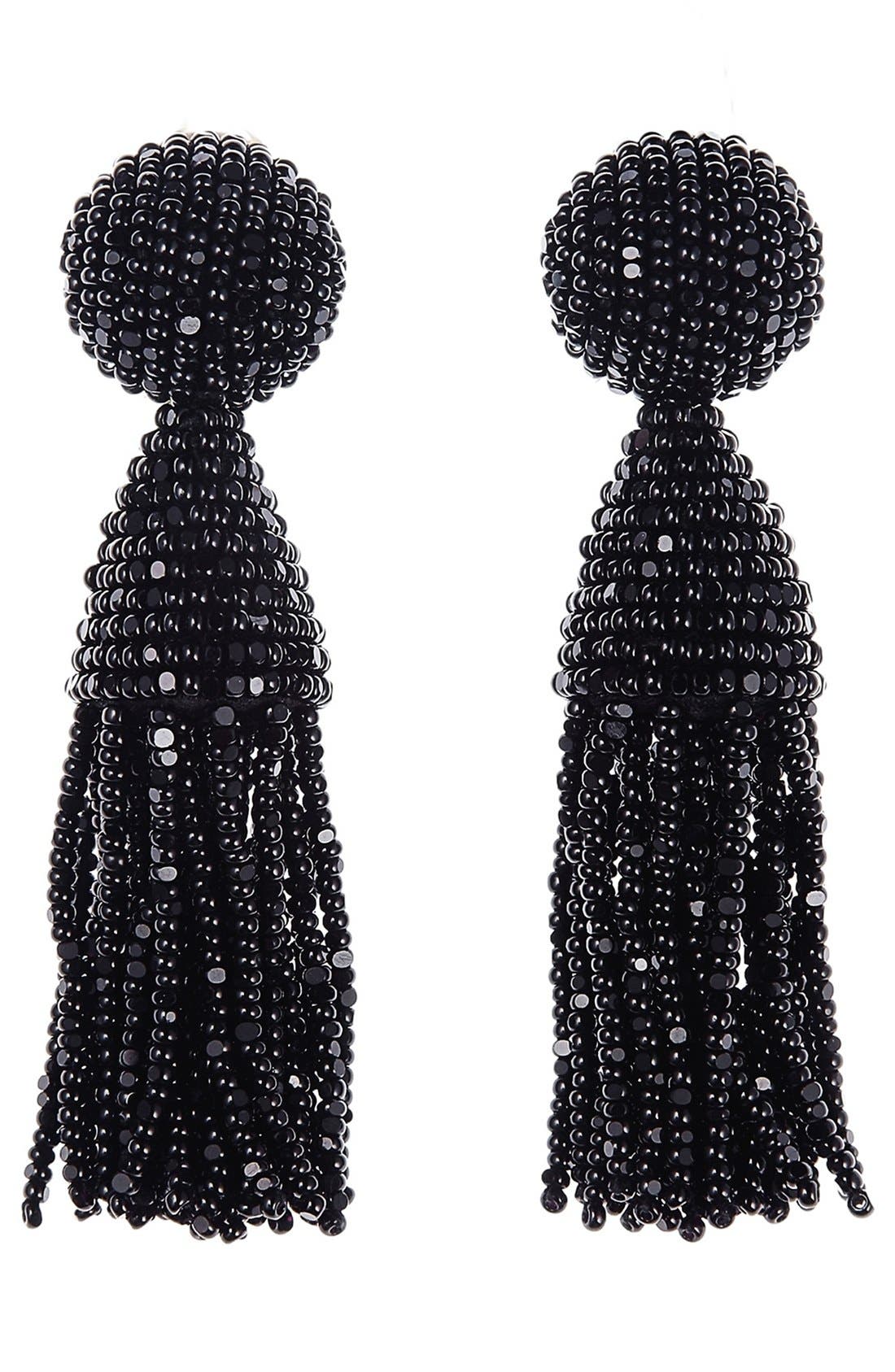 oscar de la renta short tassel earrings