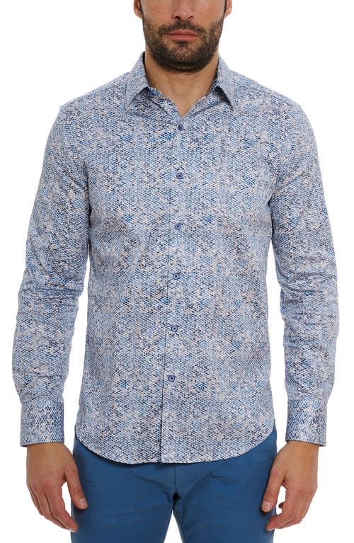 Shop Robert Graham Kaimana Abstract Print Stretch Cotton Button-up Shirt In Blue