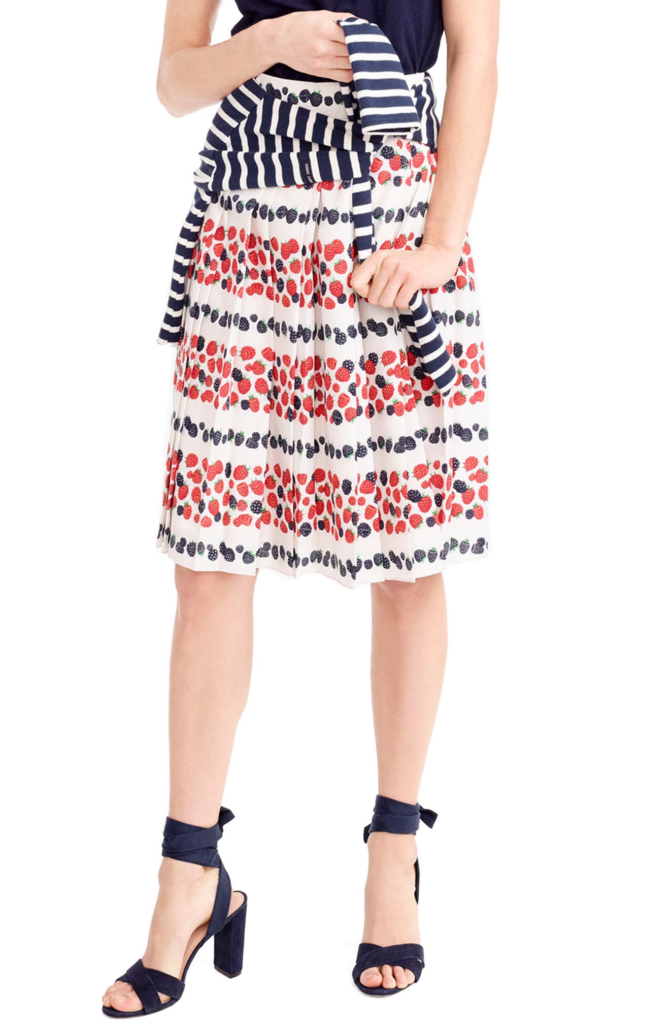 j crew denim pleated skirt