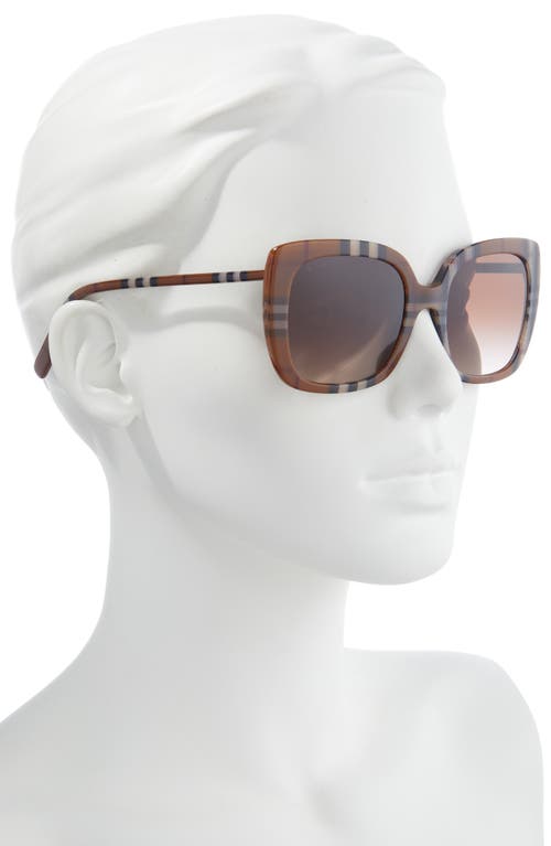 Shop Burberry 54mm Gradient Square Sunglasses In Check Brown/gradient Brown