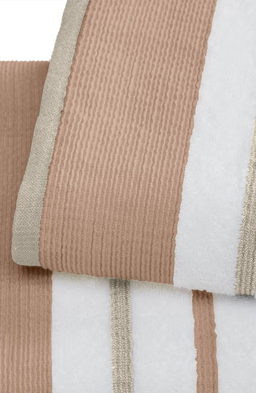 Woven & Weft Cotton Textured Stripe 4-pack Hand Towel Set In Dusty Rose/cappuccino