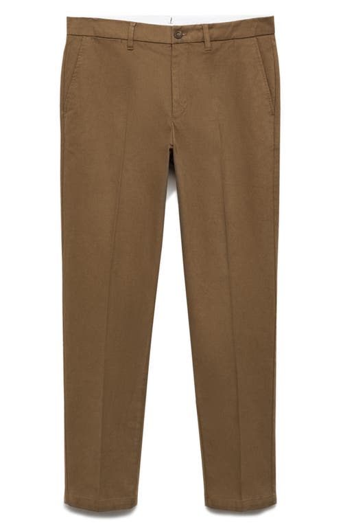 Shop Mango Regular Fit Cotton Pants In Khaki