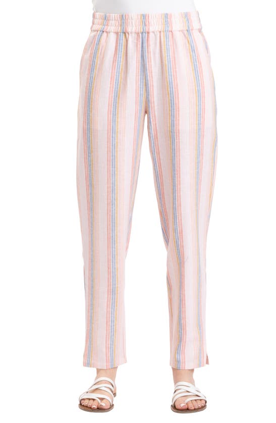 Threads 4 Thought Winnie Stripe Pull-on Ankle Linen Blend Pants In Seaside Stripe