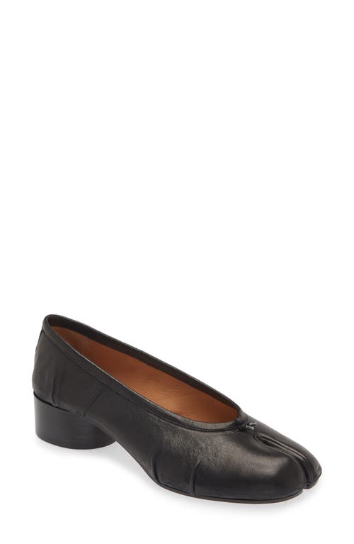 Maison Margiela Black Leather Tabi Ballerinas With Iconic Tabi Split-toe In Black
