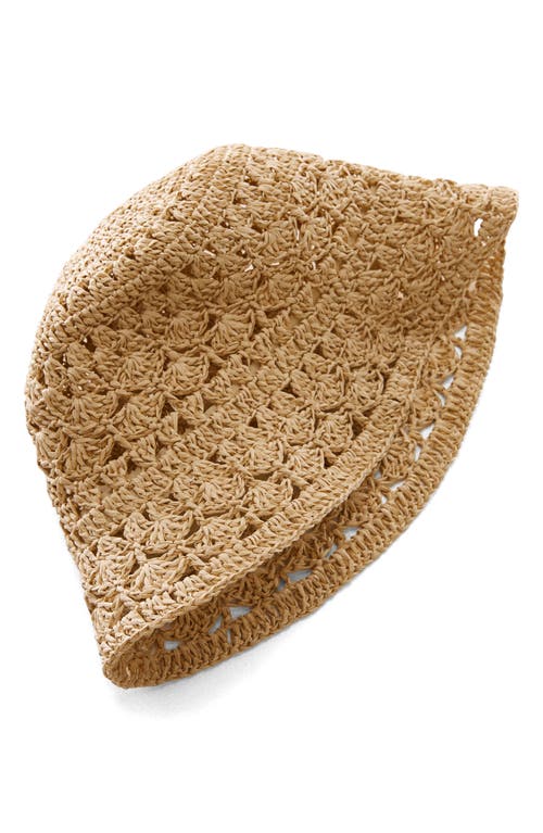 Mango Woven Straw Bucket Hat In Beige