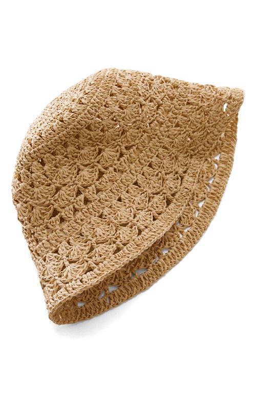 Shop Mango Woven Straw Bucket Hat In Beige