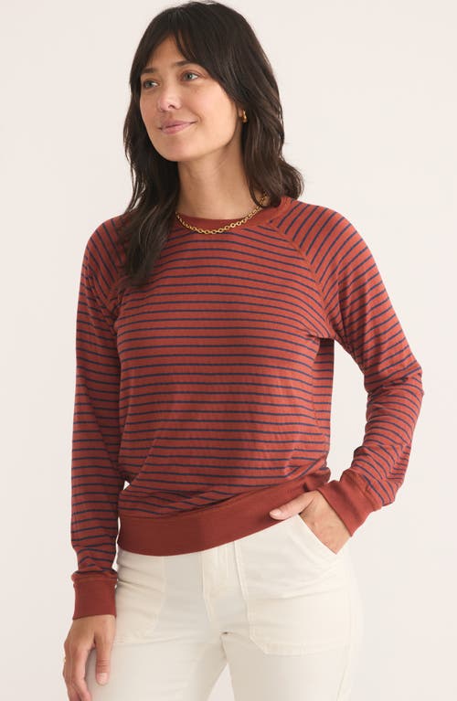 Shop Marine Layer Stripe & Dot Reversible Raglan Pullover In Henna/navy